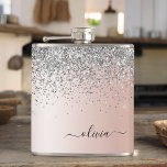 Petaca Oro Rosa - Monograma Purpurina Rubor rosado platea<br><div class="desc">Oro Rosa - Purpurina de espuma metálica de Relieve metalizado de imitación rosado y plateado de Rubor cepillado nombre Metalizado de monograma y máscara Fiesta inicial. Esto hace que el dulce perfecto cumpleaños 16, boda, ducha de novia, aniversario, ducha de bebé o fiesta de soltera sea regalo para alguien que...</div>