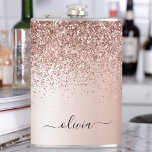 Petaca Oro Rosa - Nombre Metalizado del monograma del Pur<br><div class="desc">Oro Rosa - Purpurina de espuma metálica de Relieve metalizado de imitación rosada de Rubor Cepillado Nombre Metalizado del Monograma y matraz Fiesta inicial. Esto hace que el dulce perfecto cumpleaños 16, boda, ducha de novia, aniversario, ducha de bebé o fiesta de soltera sea regalo para alguien que ama el...</div>