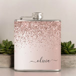 Petaca Oro Rosa - Nombre Metalizado del monograma del Pur<br><div class="desc">Oro Rosa - Purpurina de espuma metálica de Relieve metalizado de imitación rosada de Rubor Cepillado Nombre Metalizado del Monograma y matraz Fiesta inicial. Esto hace que el dulce perfecto cumpleaños 16, boda, ducha de novia, aniversario, ducha de bebé o fiesta de soltera sea regalo para alguien que ama el...</div>