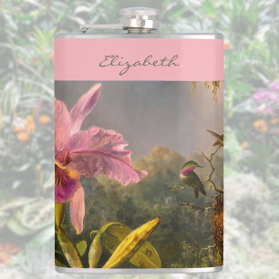 Petaca Orquídea Cattelya Brasileña Coloreada Monograma