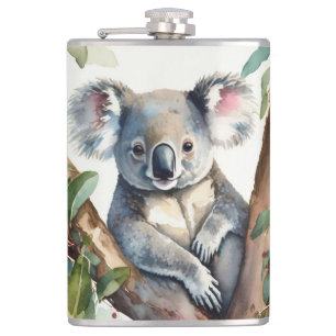 Petaca Oso de Koala sentado en un árbol de goma