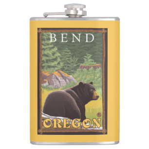 Petaca Oso negro en el bosque - curva, Oregon