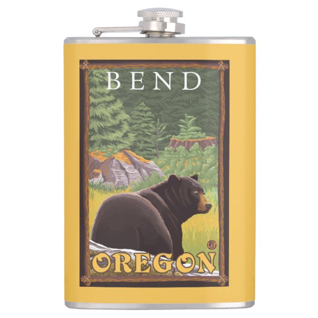 Petaca Oso negro en el bosque - curva, Oregon (Anverso)
