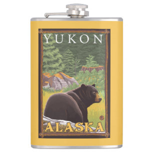 Petaca Oso negro en el bosque - el Yukón, Alaska