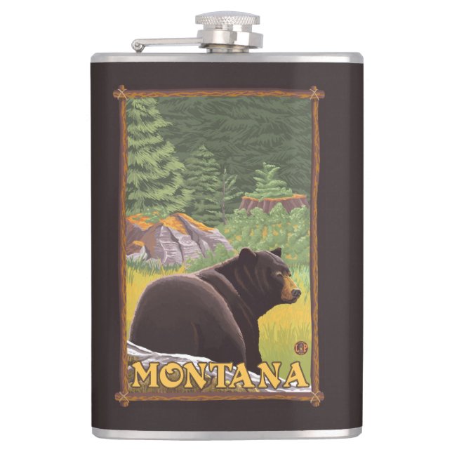Petaca Oso negro en el bosque - Montana (Anverso)