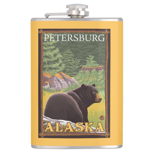 Petaca Oso negro en el bosque - Petersburgo, Alaska (Anverso)