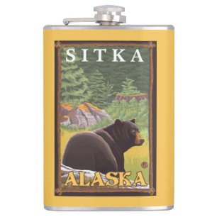 Petaca Oso negro en el bosque - Sitka, Alaska