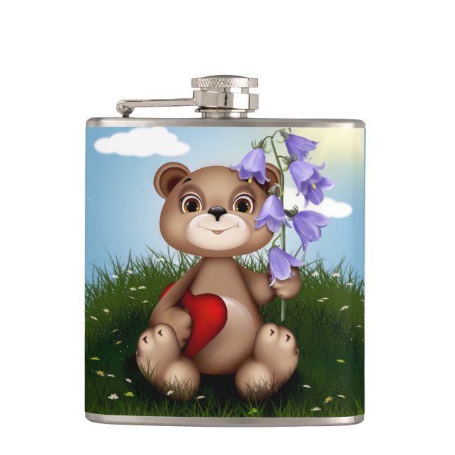 Petaca Oso sosteniendo ramo de flores-30926 (Anverso)