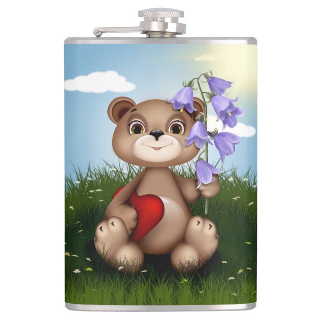 Petaca Oso sosteniendo ramo de flores-30926 (Anverso)