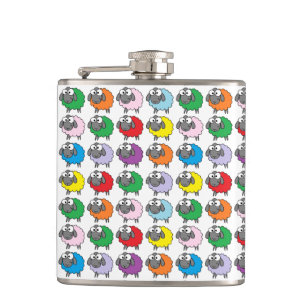 Petaca Ovejas lindas del arco iris del dibujo animado