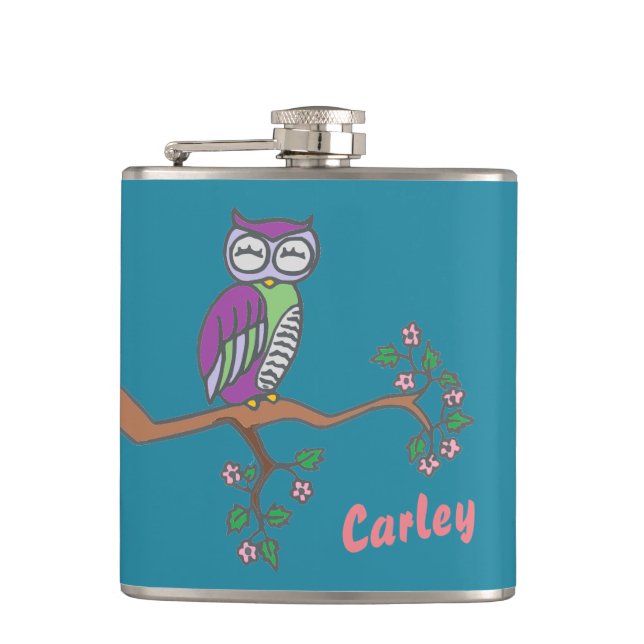 Petaca Owl Art Night Blue Personalizado (Anverso)