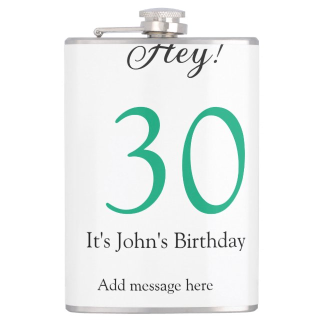 Petaca Oye es el cumpleaños número 30 letra negra verde n (Anverso)