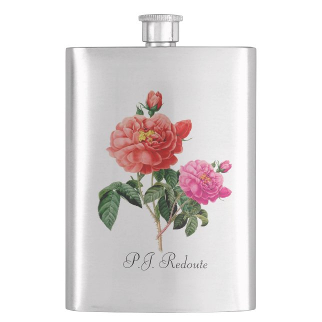 Petaca P.J. Flores rosa rosadas y rojas de roya de roya r (Anverso)
