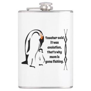 Petaca Padre pingüino emperador de pie con hijo