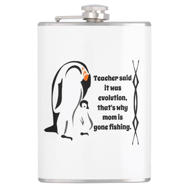 Petaca Padre pingüino emperador de pie con hijo (Anverso)