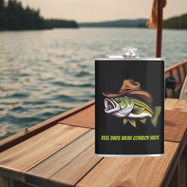Petaca Padres con peces divertidos que usan un Gorra de v (Funny Dad Gift Bass Fish with a Cowboy Hat Flask-Fathers day gifts)