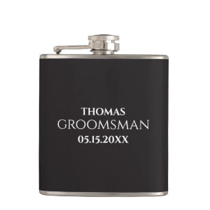 Petaca Padrino de boda personalizado Monograma negro