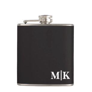 Petaca Padrino de boda personalizado Monograma negro