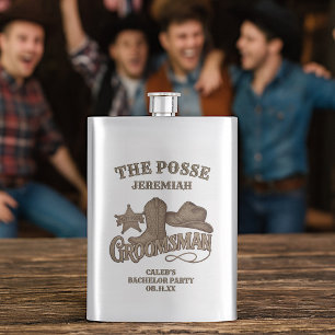 Petaca Padrino de boda vaquero rústico Posse despedida de
