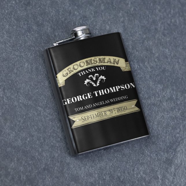 Petaca Padrino de Boda Vintage Clásico Sencillo (Groomsmen custom personalized flask)