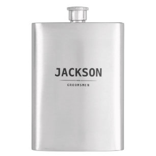 Petaca Padrinos Personalizados Nombre Simple Moderno Negr