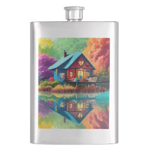 Petaca Paisaje natural con lago y otoño