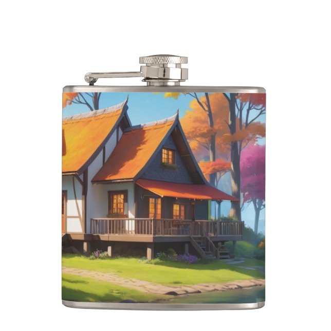 Petaca Paisaje natural con una cabaña al lado del lago-56 (Anverso)