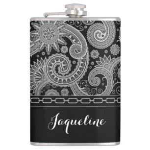 Petaca Paisley de cadena negra