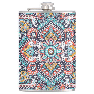 Petaca Paisley indio: Patrón de Mandala étnica