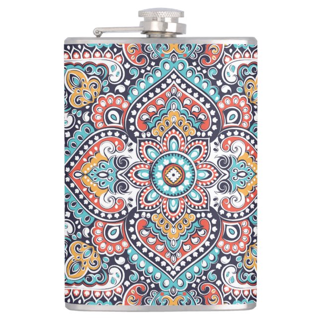 Petaca Paisley indio: Patrón de Mandala étnica (Anverso)