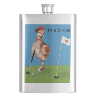 Petaca Pájaro chistoso que juega a golf