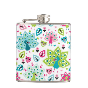 Petaca pájaro y búho del pavo real