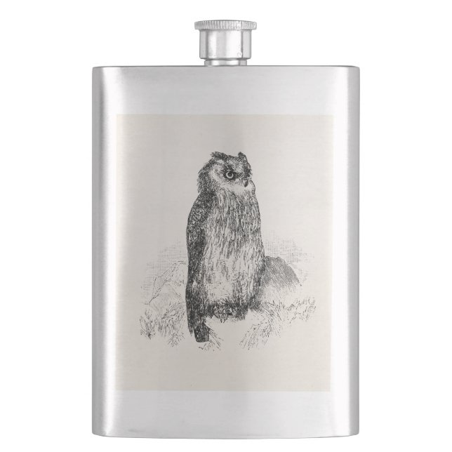 Petaca Pájaros retros personalizados de los búhos del (Anverso)