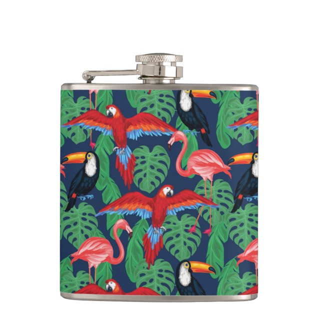 Petaca Pájaros tropicales en colores brillantes (Anverso)