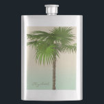 Petaca Palm Tree tropical romántica - Personalizada<br><div class="desc">Un diseño elegante y bonito de la palmera.</div>