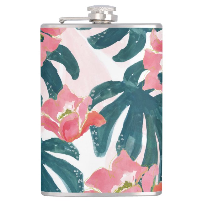 Petaca Palm tropical acuática, Hibiskus hawaiano (Anverso)