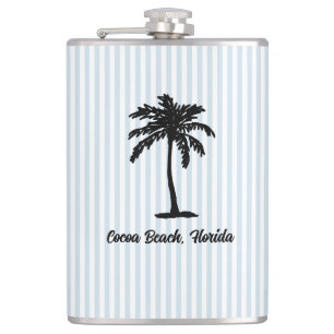 Petaca Palmera de playa personalizada franja azul náutica