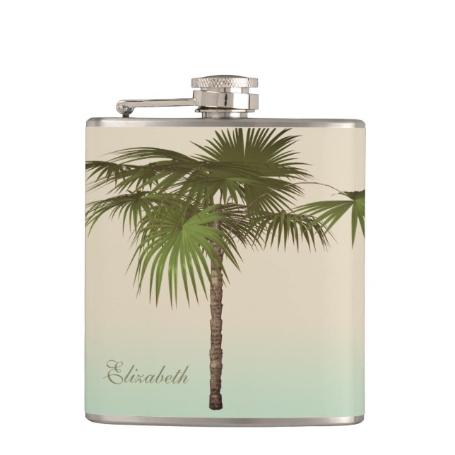 Petaca Palmera Tropical Romántica - Personalizada (Anverso)