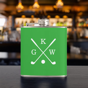 Petaca Palos de Golf Monogramados Verde Kelly y Blanco