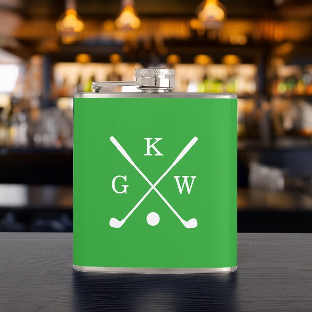 Petaca Palos de Golf Monogramados Verde Kelly y Blanco (Subido por el creador)
