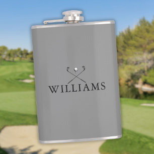 Petaca Palos de Golf Personalizados Gris con Nombre