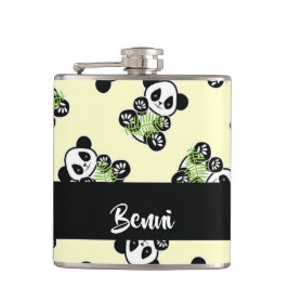 Petaca Panda bear with green bamboo leaves