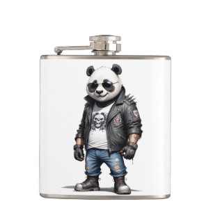 Petaca Panda Biker Rebel Leather Jacket Estilo Guay Urban
