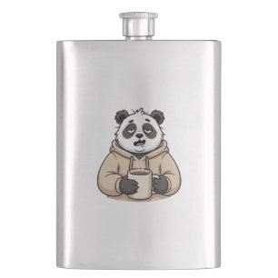 Petaca Panda Café Dibujo Animado Demasiado Cansado Para F