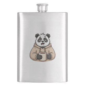 Petaca Panda Café Dibujo Animado Demasiado Cansado Para F