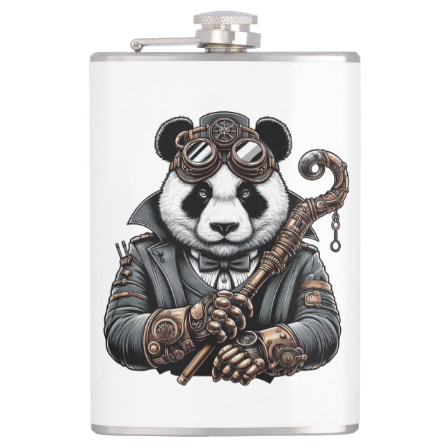 Petaca Panda del Punk al vapor desde un futuro distópico (Anverso)