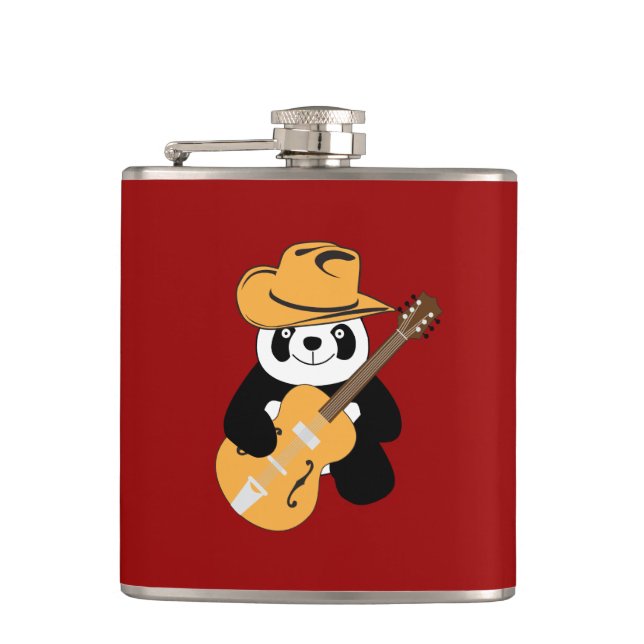 Petaca Panda divertido con guitarra (Anverso)