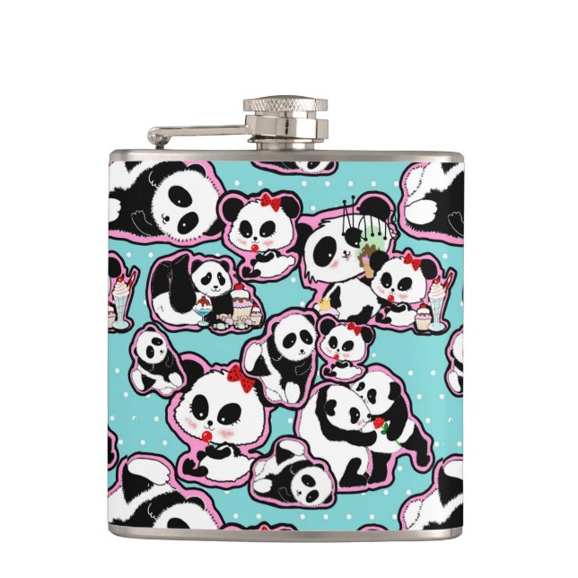 Petaca Panda Doodles Kawaii (Anverso)