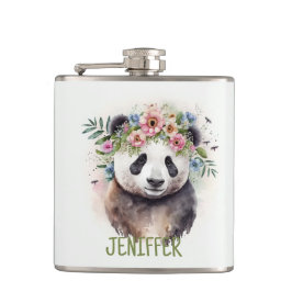 Petaca Panda Flowers Watercolor                          