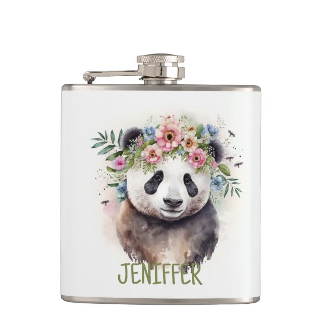 Petaca Panda Flowers Watercolor                           (Anverso)